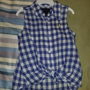 Girls Polo sleeveless plaid shirt